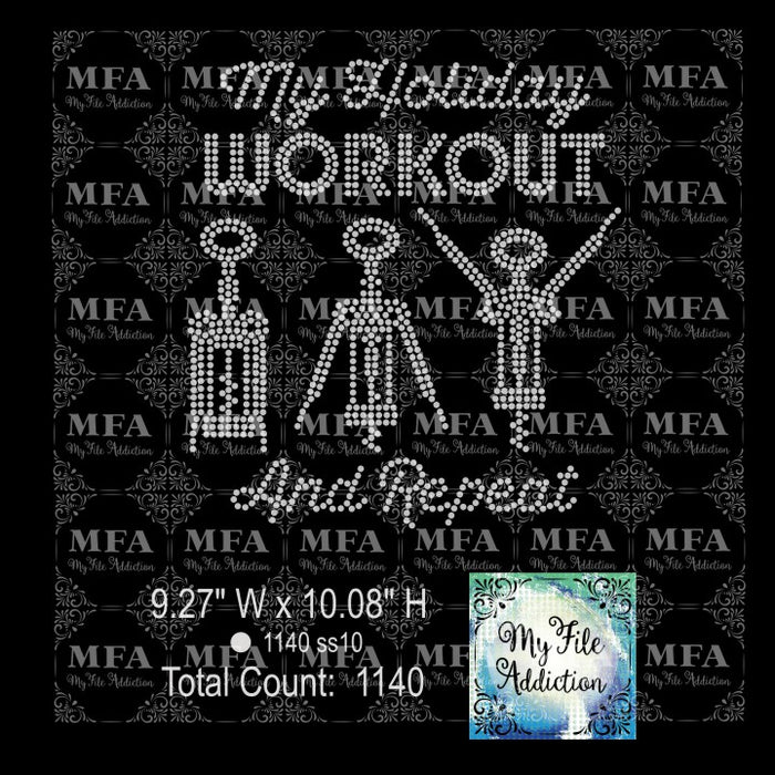 Holiday Workout Wine Rhinestone Digital Download File