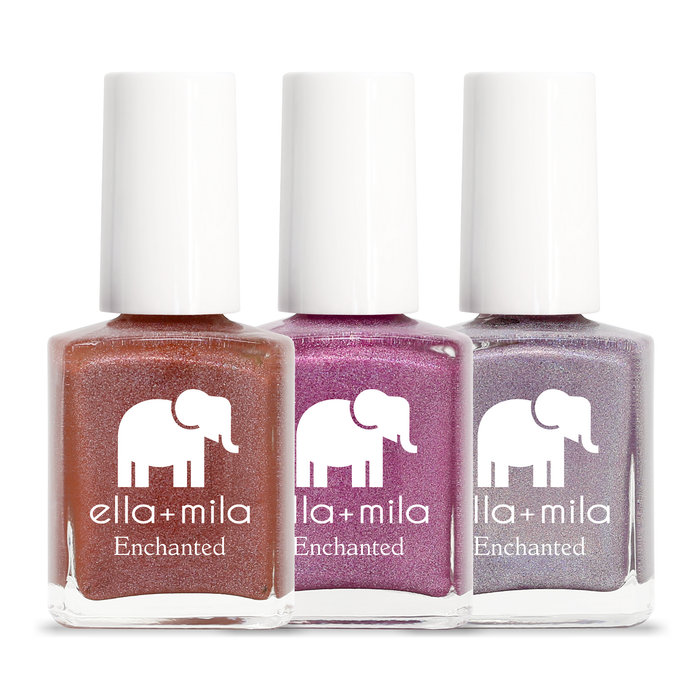 Holo Ever After 3-pack: bronze, pink and lilac holographic nail polish bottles – ella+mila