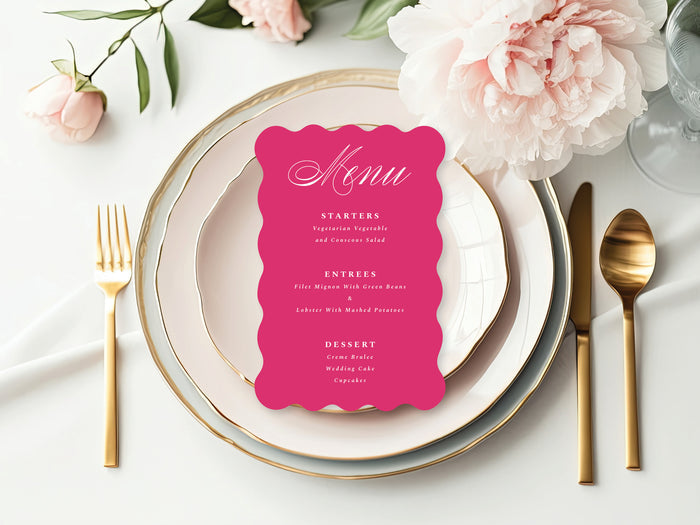 Hot Pink - Custom Wavy Die Cut Menu