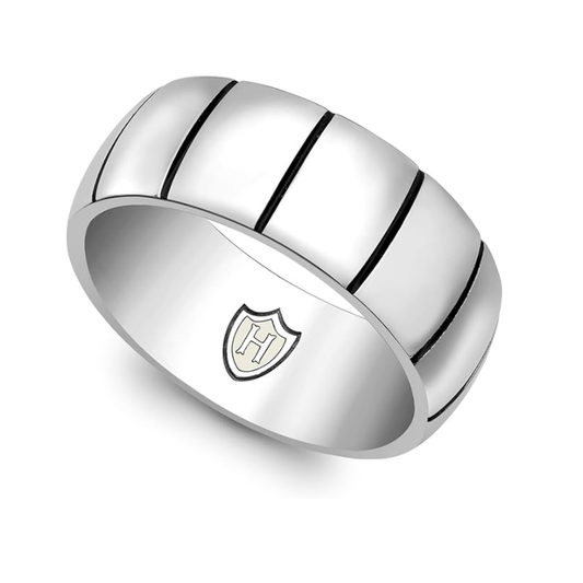 Hoxton London Men's Sterling Silver Brick Ribbed Ring