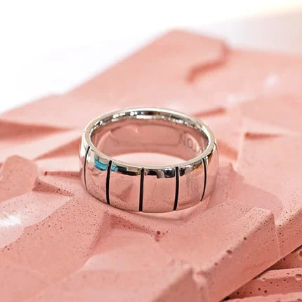 Hoxton London Men's Sterling Silver Brick Ribbed Ring