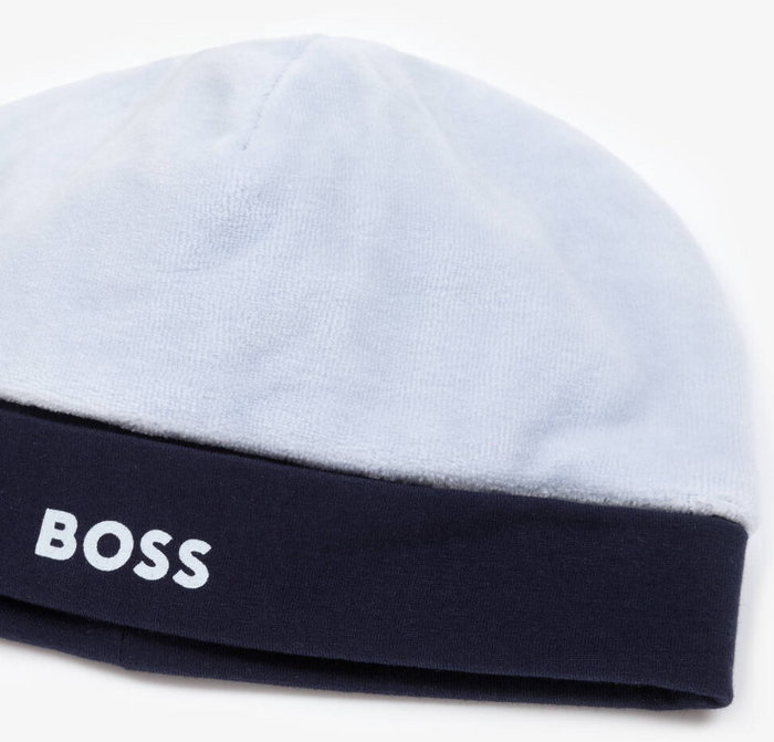HUG BOSS Baby Boys Blue Velour Hat