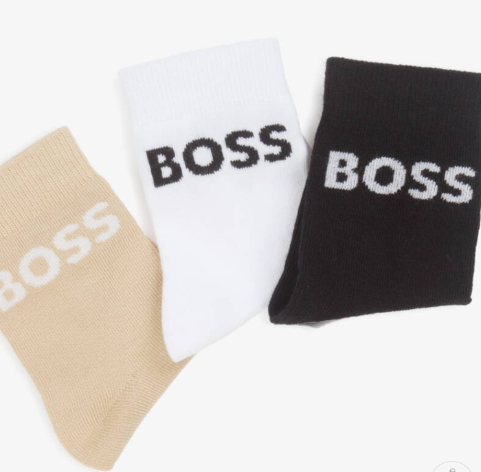 HUGO BOSS Baby Boys Beige & Black Cotton Socks (3 Pack)