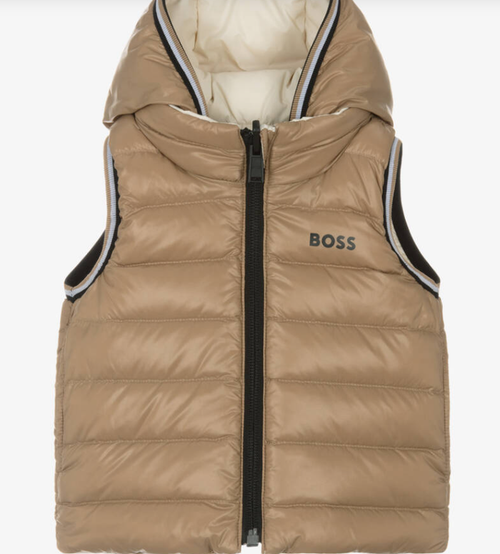 HUGO BOSS Baby Boys Beige Down Padded Reversible Gilet