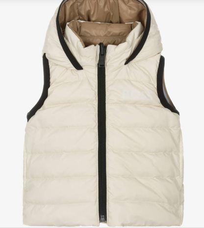 HUGO BOSS Baby Boys Beige Down Padded Reversible Gilet