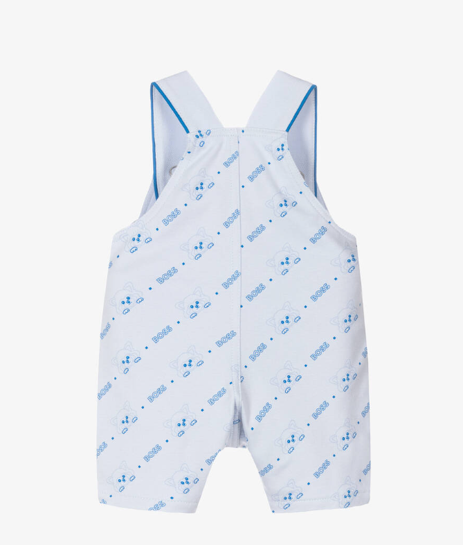 HUGO BOSS Baby Boys Blue Cotton Jersey Dungarees