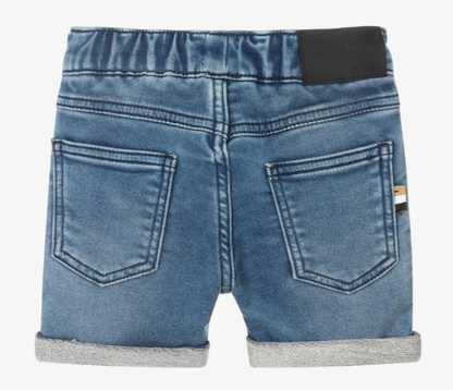 HUGO BOSS Baby Boys Blue Jersey Denim Logo Shorts