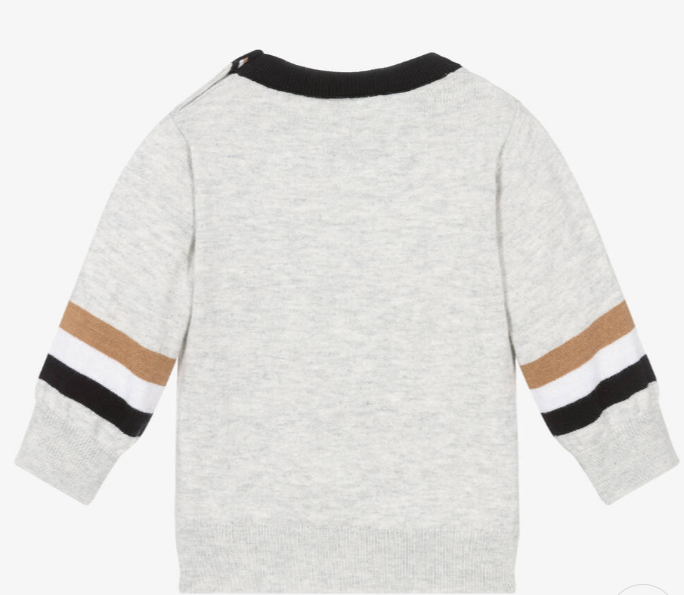 HUGO BOSS Baby Boys Grey Cotton & Wool Sweater