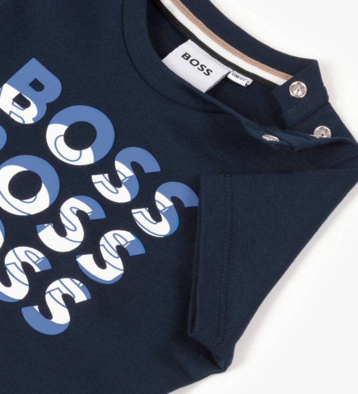 HUGO BOSS Baby Boys Navy Blue Cotton T-Shirt