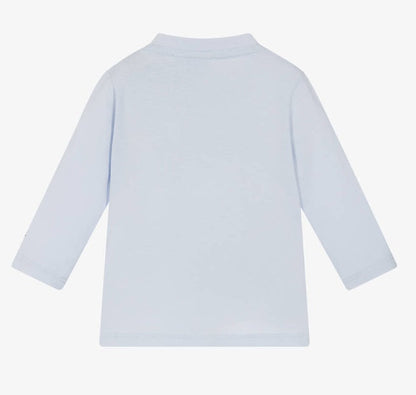 HUGO BOSS Baby Boys Pale Blue Organic Cotton Top