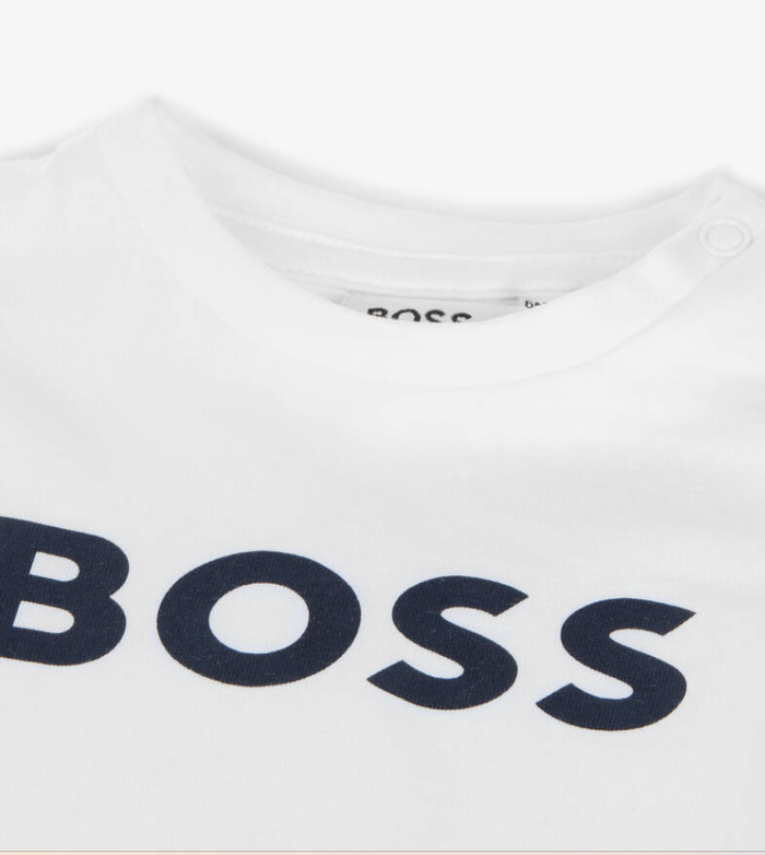 HUGO BOSS Baby Boys White Logo Front Cotton T-Shirt