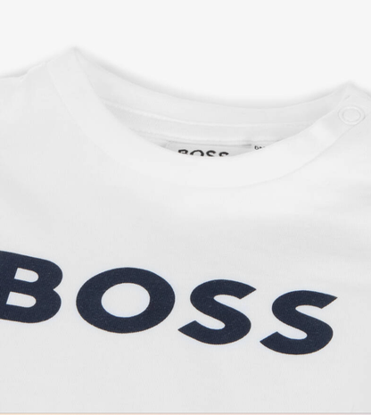 HUGO BOSS Baby Boys White Logo Front Cotton T-Shirt
