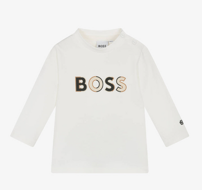 HUGO BOSS Baby Boys White Organic Cotton Top