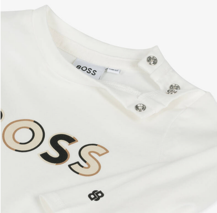 HUGO BOSS Baby Boys White Organic Cotton Top