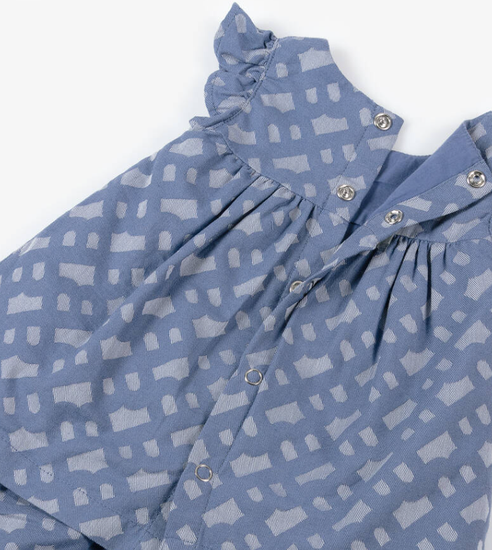 HUGO BOSS Baby Girls Blue Monogram Cotton Dress