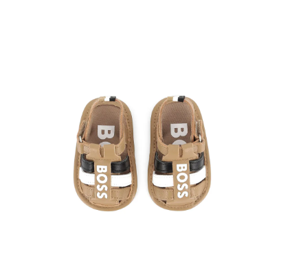 HUGO BOSS Beige Logo Print Sandals