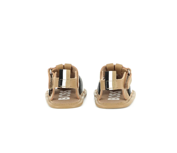 HUGO BOSS Beige Logo Print Sandals