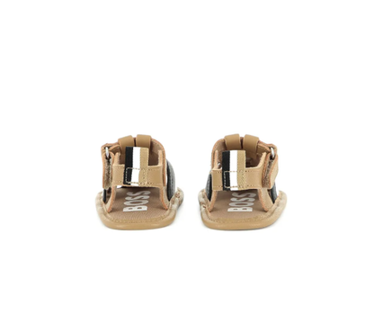 HUGO BOSS Beige Logo Print Sandals