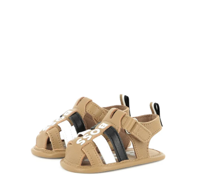 HUGO BOSS Beige Logo Print Sandals