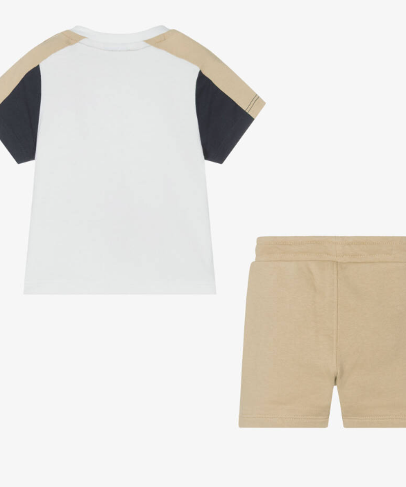 HUGO BOSS Boys Beige Cotton Jersey Shorts Set