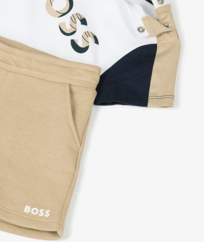 HUGO BOSS Boys Beige Cotton Jersey Shorts Set