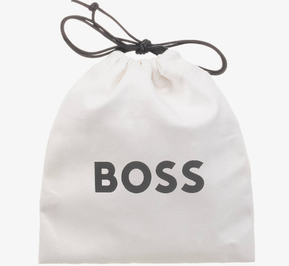 HUGO BOSS Boys Black Leather Monogram Belt