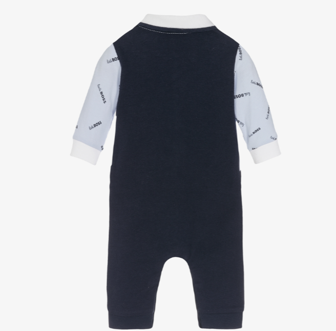 HUGO BOSS Boys Blue Cotton Babysuit