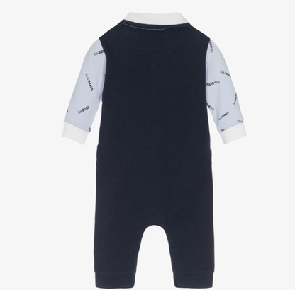 HUGO BOSS Boys Blue Cotton Babysuit