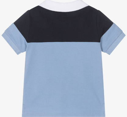 HUGO BOSS Boys Blue Cotton Logo Polo Shirt