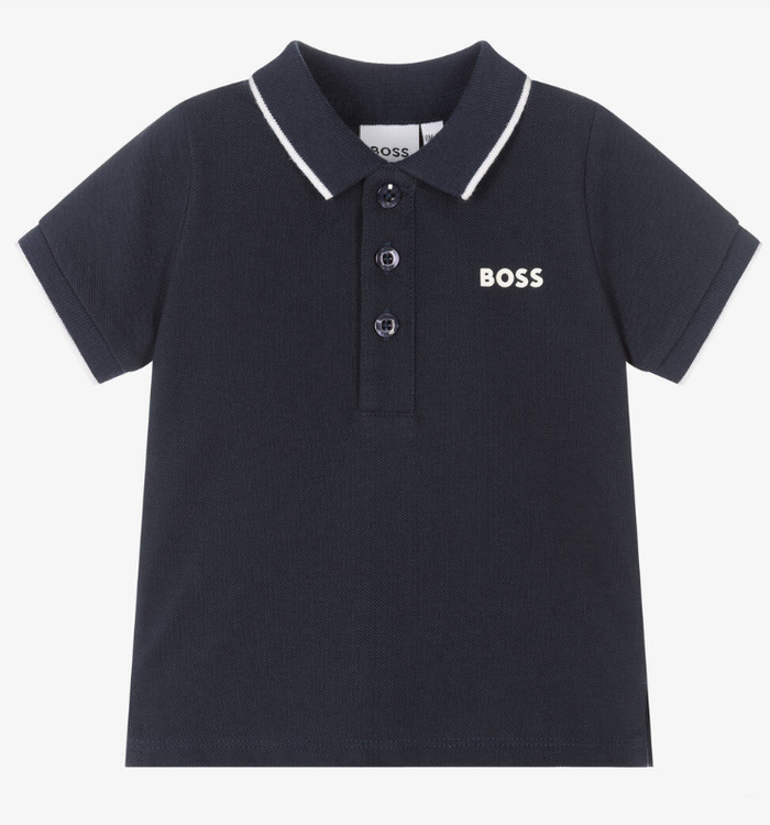 HUGO BOSS Boys Blue Cotton Polo Shirt