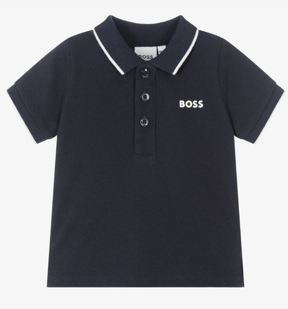 HUGO BOSS Boys Blue Cotton Polo Shirt