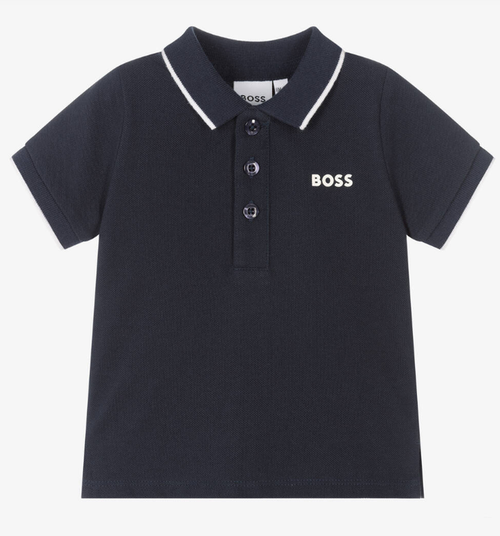 HUGO BOSS Boys Blue Cotton Polo Shirt
