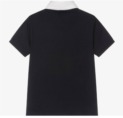 HUGO BOSS Boys Blue Cotton Polo Shirt