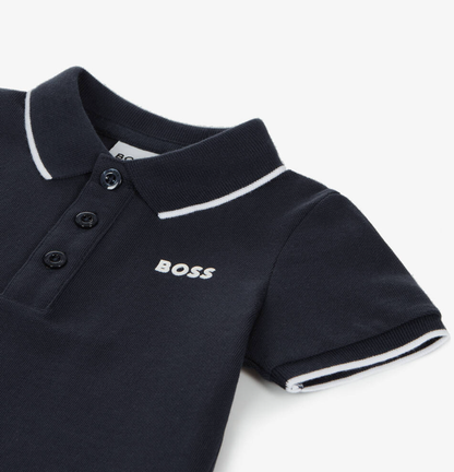 HUGO BOSS Boys Blue Cotton Polo Shirt