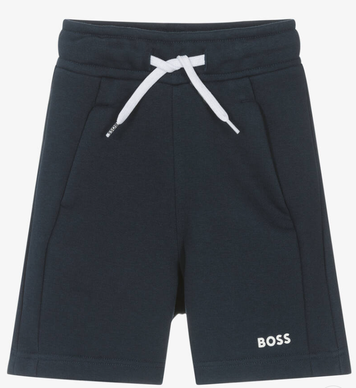 HUGO BOSS Boys Navy Blue Cotton Jersey Shorts