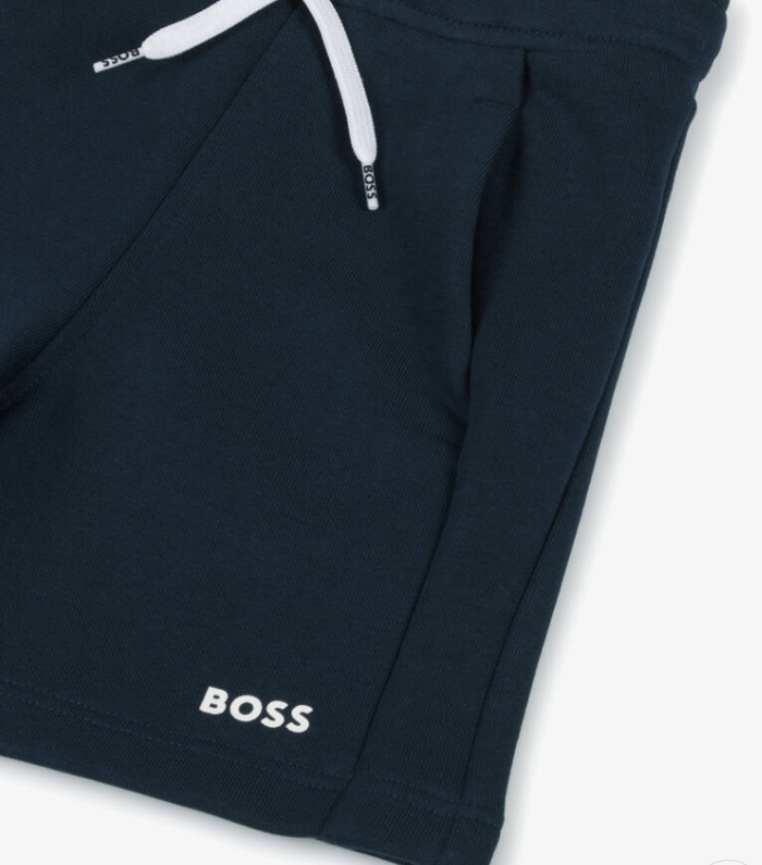 HUGO BOSS Boys Navy Blue Cotton Jersey Shorts