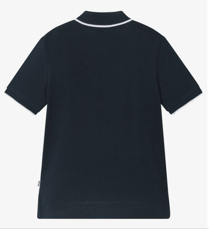 HUGO BOSS Boys Navy Blue Cotton Piqué Polo Shirt
