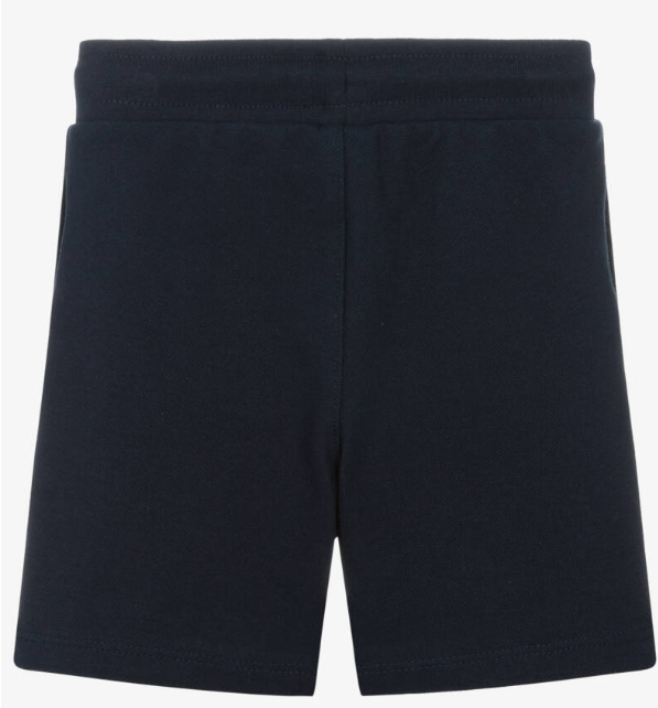 HUGO BOSS Boys Navy Blue Cotton Shorts With Green Pocket