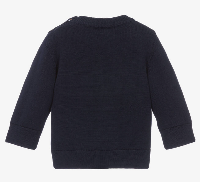 HUGO BOSS Boys Navy Blue Cotton Sweater