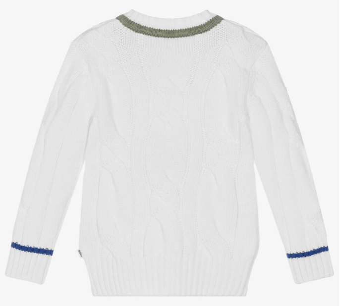HUGO BOSS Boys White Cotton Logo Sweater
