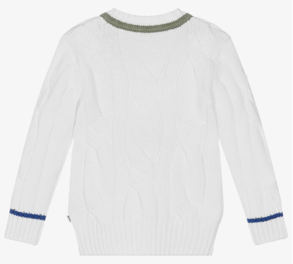 HUGO BOSS Boys White Cotton Logo Sweater