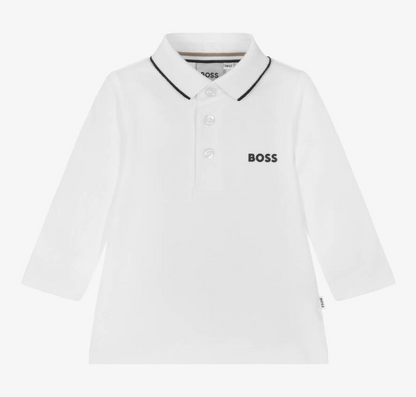 HUGO BOSS Boys White Cotton Polo Shirt