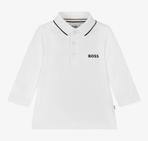 HUGO BOSS Boys White Cotton Polo Shirt