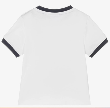 HUGO BOSS Boys White Cotton Shadow Logo T-Shirt