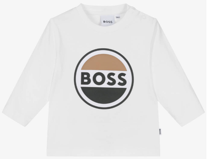 HUGO BOSS Boys White Cotton Top