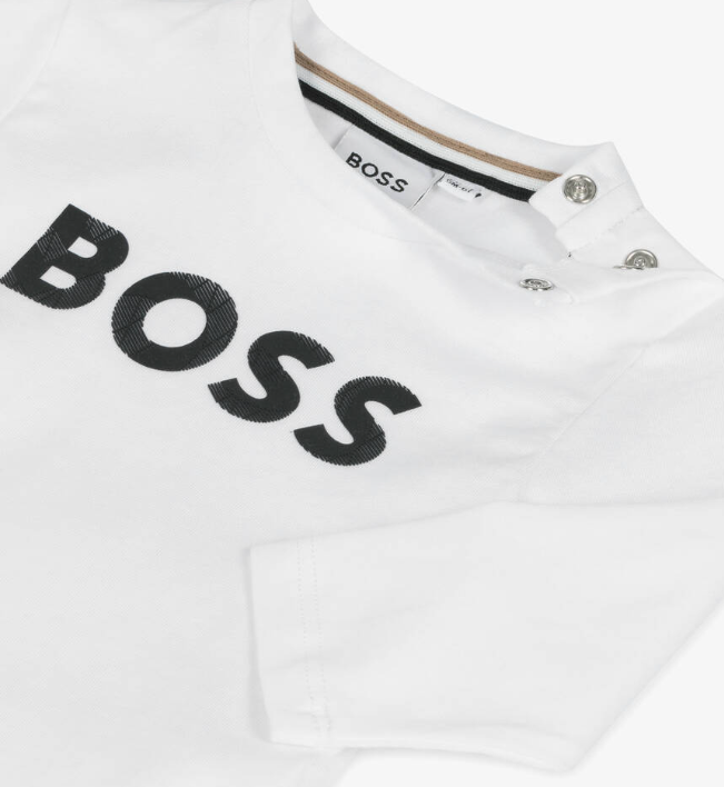 HUGO BOSS Boys White Cotton Top