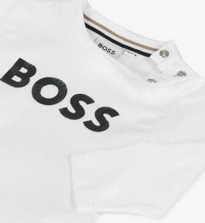HUGO BOSS Boys White Cotton Top