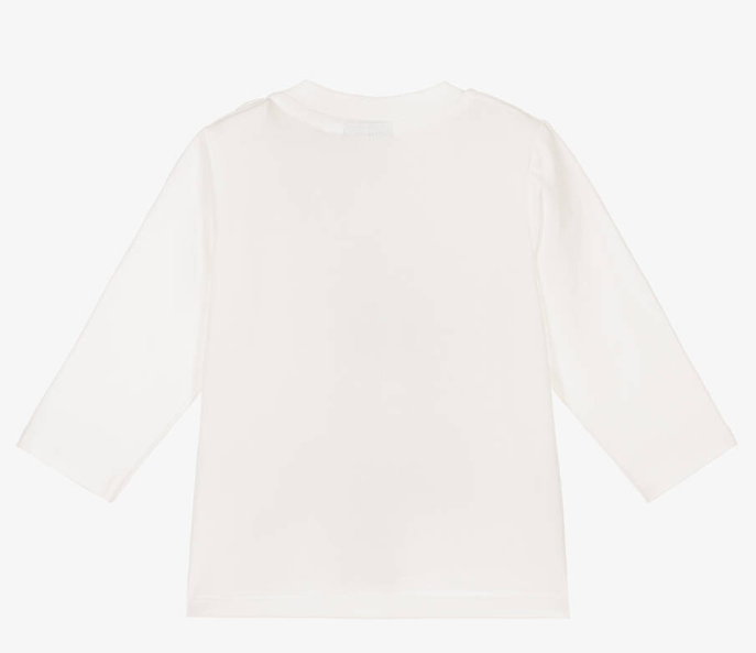 HUGO BOSS Girls Ivory Cotton Ginkgo Leaf Top