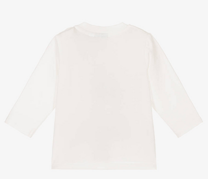 HUGO BOSS Girls Ivory Cotton Ginkgo Leaf Top