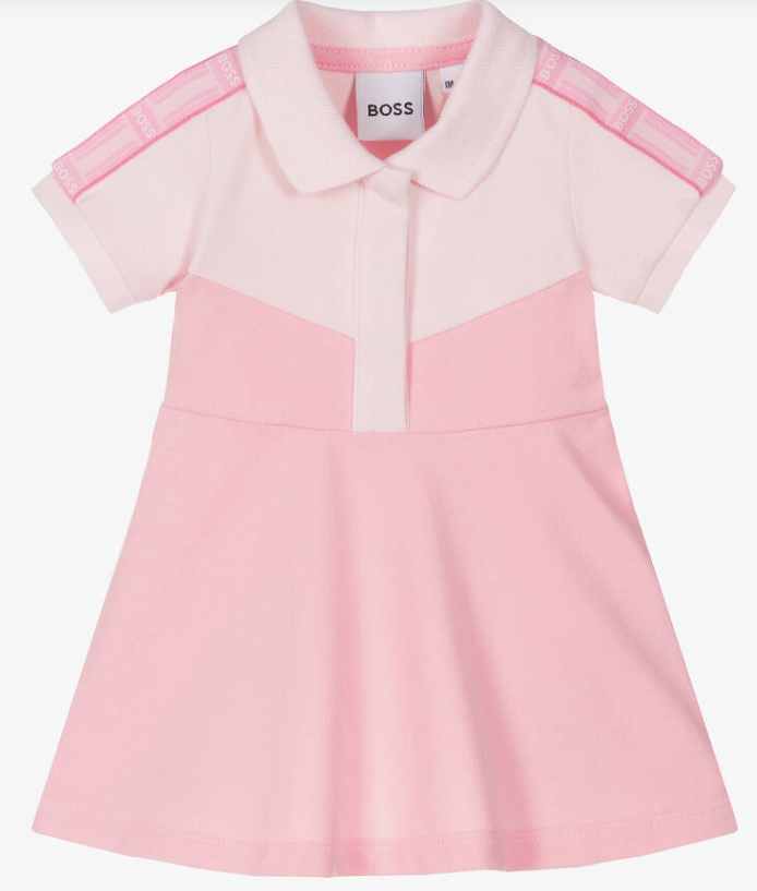 HUGO BOSS Girls Pink Cotton Polo Dress